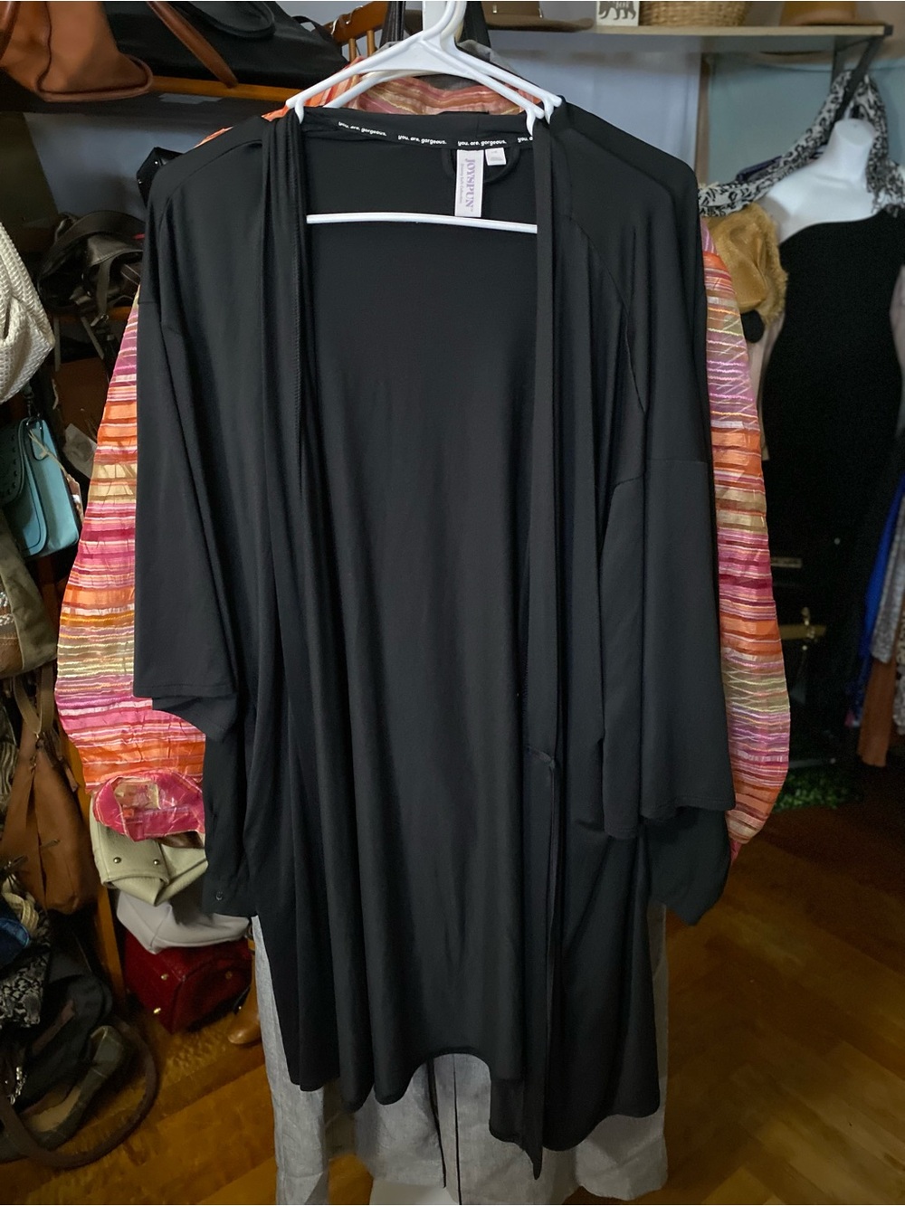 Classic Black Crossover Draped Robe